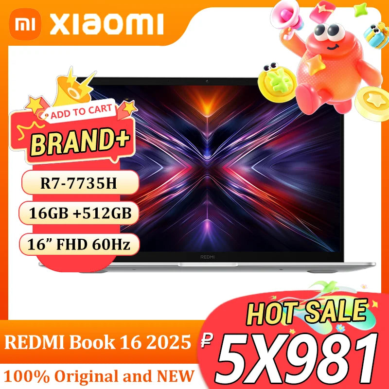 REDMI Book 16 2025 AMD R7-7735H 16GB+512GB 16inch FHD 60Hz Screen Silver
