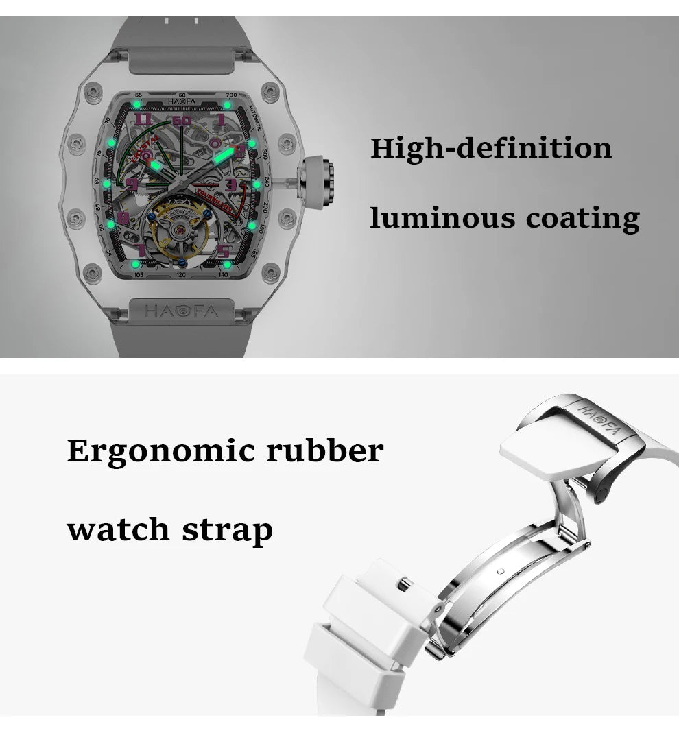 Haofa Flying Automatic Tourbillon Man Watch 2210 Luxury Mechanical Skeleton K9 Sapphire Crystal Case Watches for man Vintage