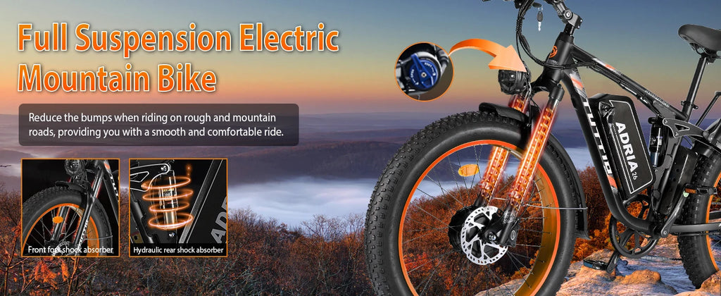 26 Dual Motor Electric Bike for Adults, 5000W Peak 210NM 40-46MPH Fast E-Bike, 52V 25AH Motorcycle, 32-90 Miles, 26