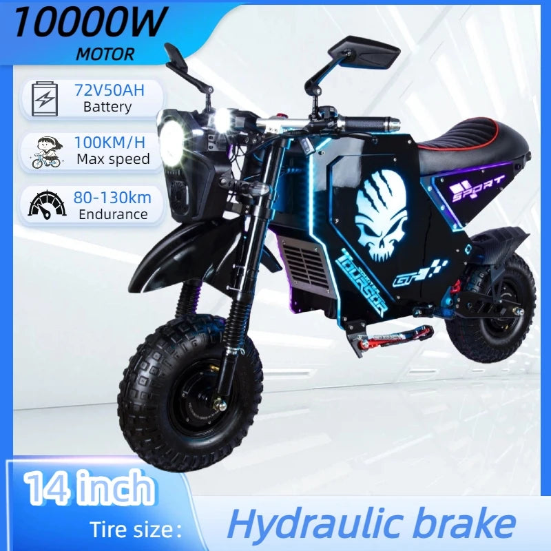 M10 dual-drive high-power electric off-road bike 10000W72V50AH 14-inch wide tire high-performance electric off-road motorcycle