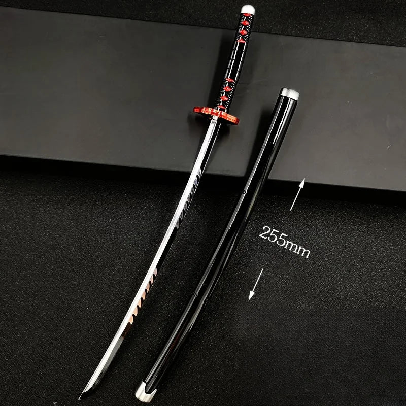 10inch Metal Katana Anime Safe Unsharpened Damascus Sword Ninja Knife Blade Real Japanese Katana Original Samurai Sabre Toy Gift