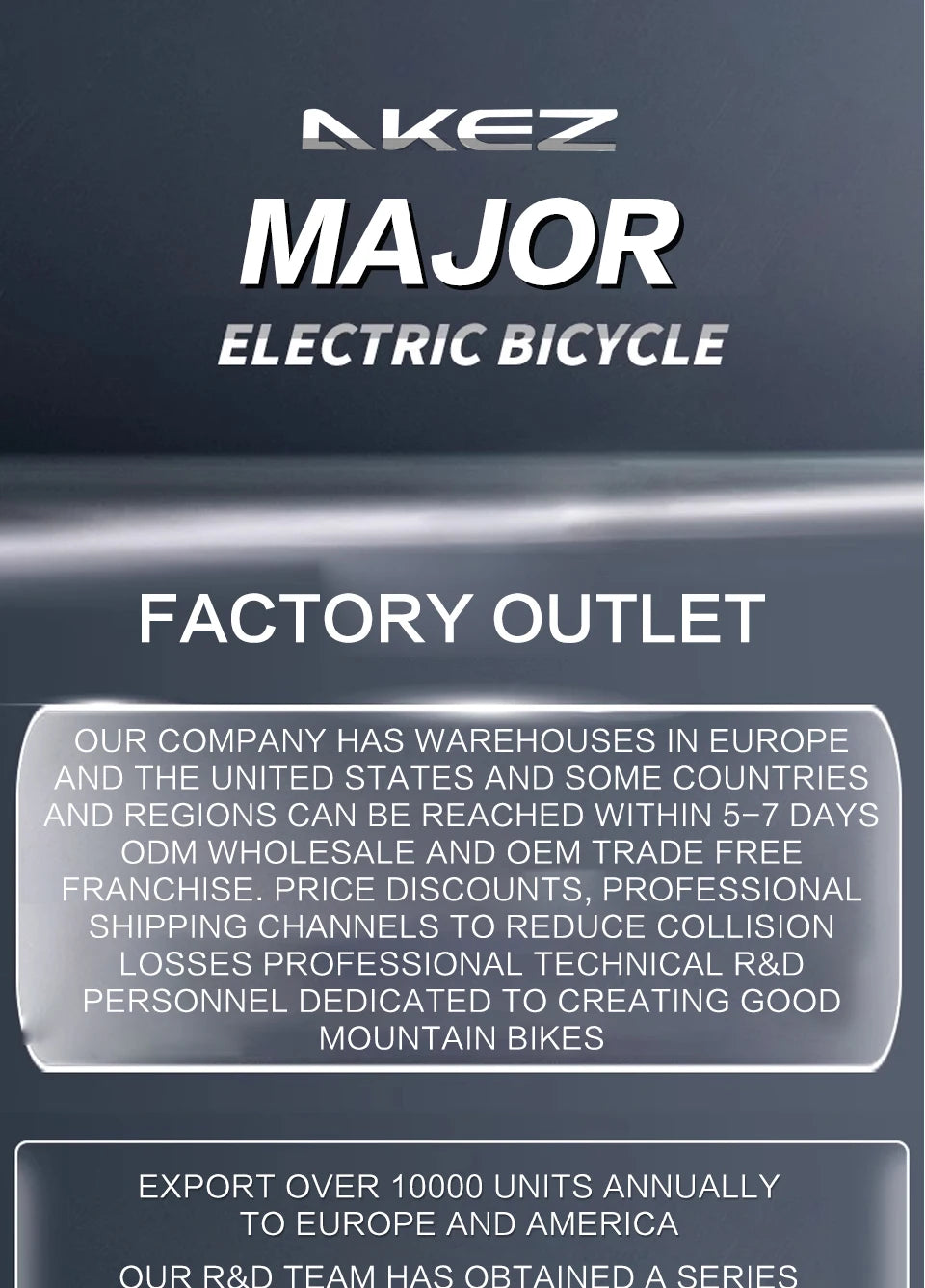US Warehouse AKEZ 1500W 52V 55Ah Electric Bike, Aluminum Alloy Adult E-Bike, Wholesale Supply