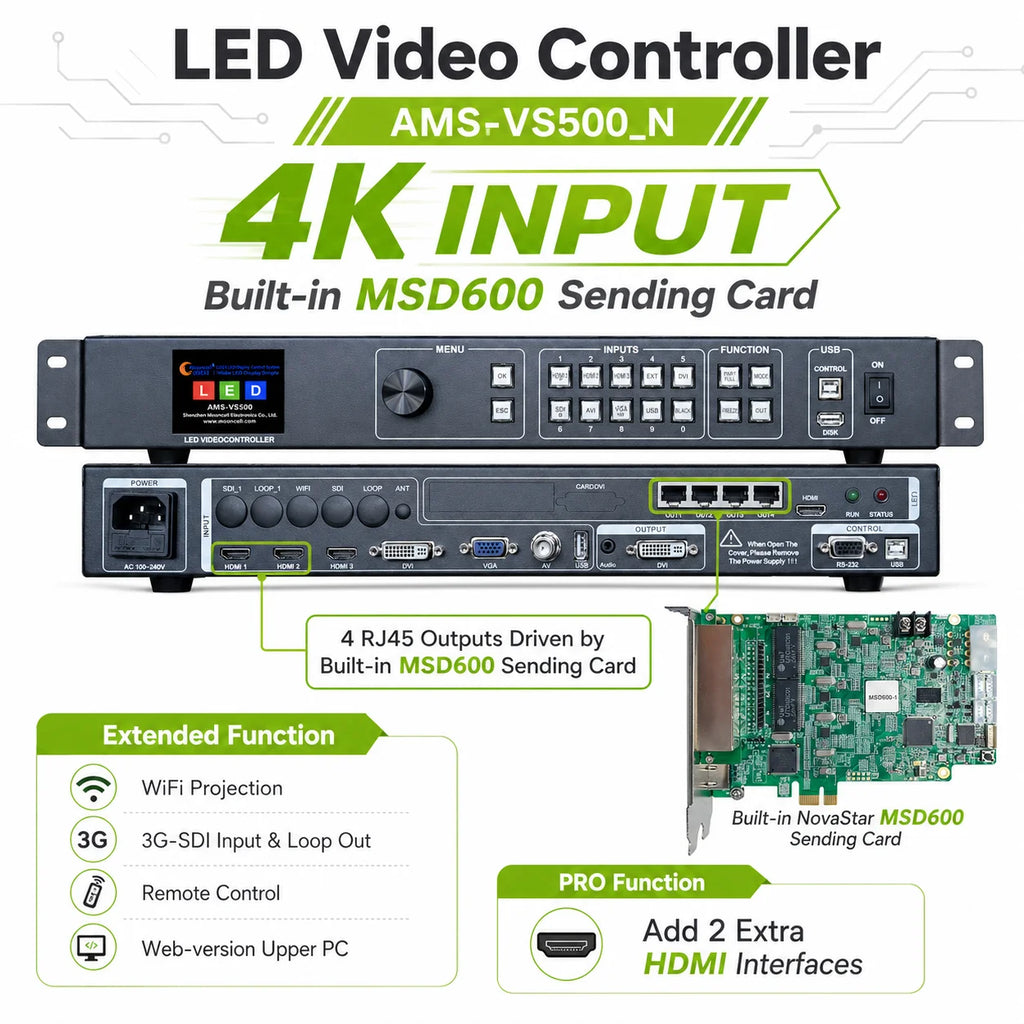 AMS VS500 Professional 4K LED Video Wall Controller All-in-One Processor for LED Display Projects Novastar V960 Similar