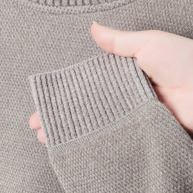 Luxury brand men's round neck knitted sweater fashion cartoon embroidery comfort warm plush autumn winter casual golf pullover