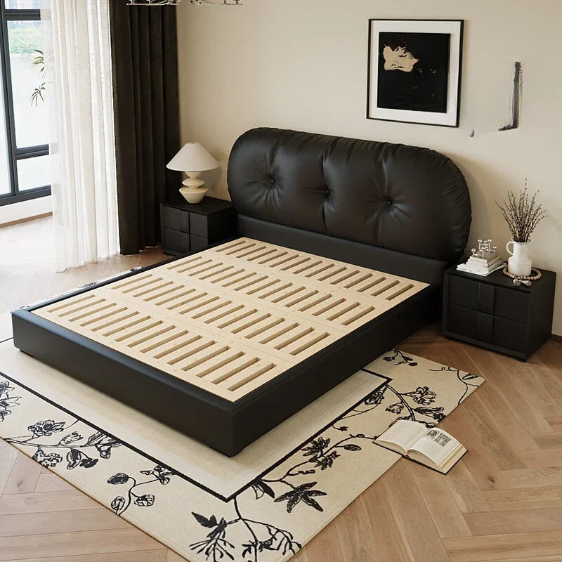 Tall Headboard Double Bed Frame Modern European Style Full Queen Size Bed Frame Bedroom Nightstands Cama De Casal Home Furniture