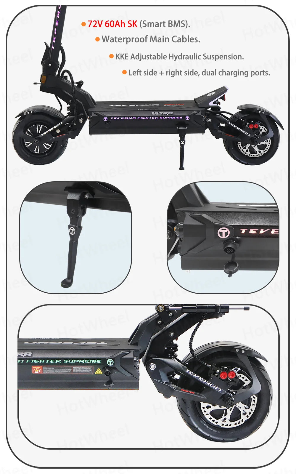 TEVERUN For Supreme Ultra V4 4000W 2000W*2 Dual Motor 72V 60Ah Battery 11inch Tire 4inch Display PKE Four-Piston Brake System