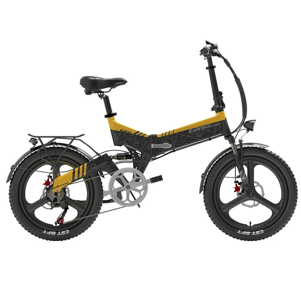 Electric Bicycle LANKELEISI G650motor 500w battery 48v12.8ah mini Folding e-bike urban leisure 20inch shock absorption E-bike