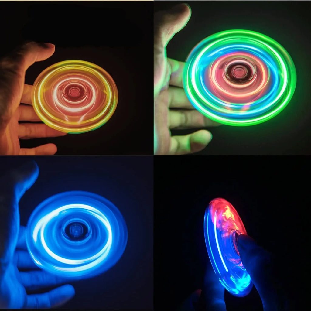Glow in Dark LED Light Fidget Spinner Finger Toy Hand Spinner Stress Reduction and Anxiety Relief for Children