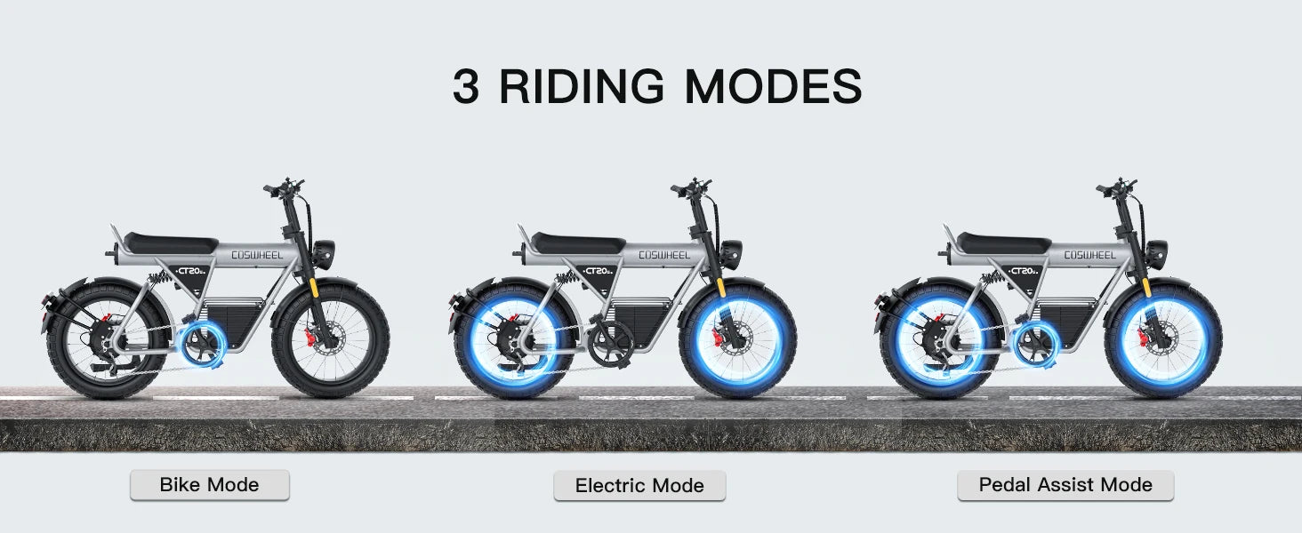 20-inch Wide Tires 2100W Motor 60V 27.5Ah Electric Bike with Removable Battery for Adult 2-wheel Electric Bicycle COSWHEEL CT20S