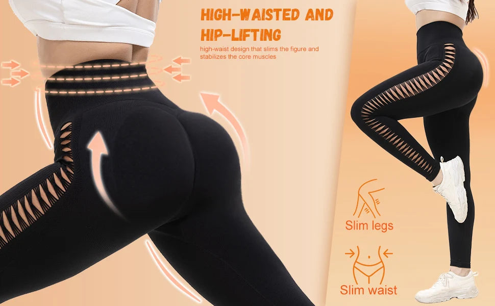 2 Pack Women's High Waisted Sexy Butt Lifting Seamless Solid Color Yoga Leggings Elastic And Breathable Fitness Sports Pants