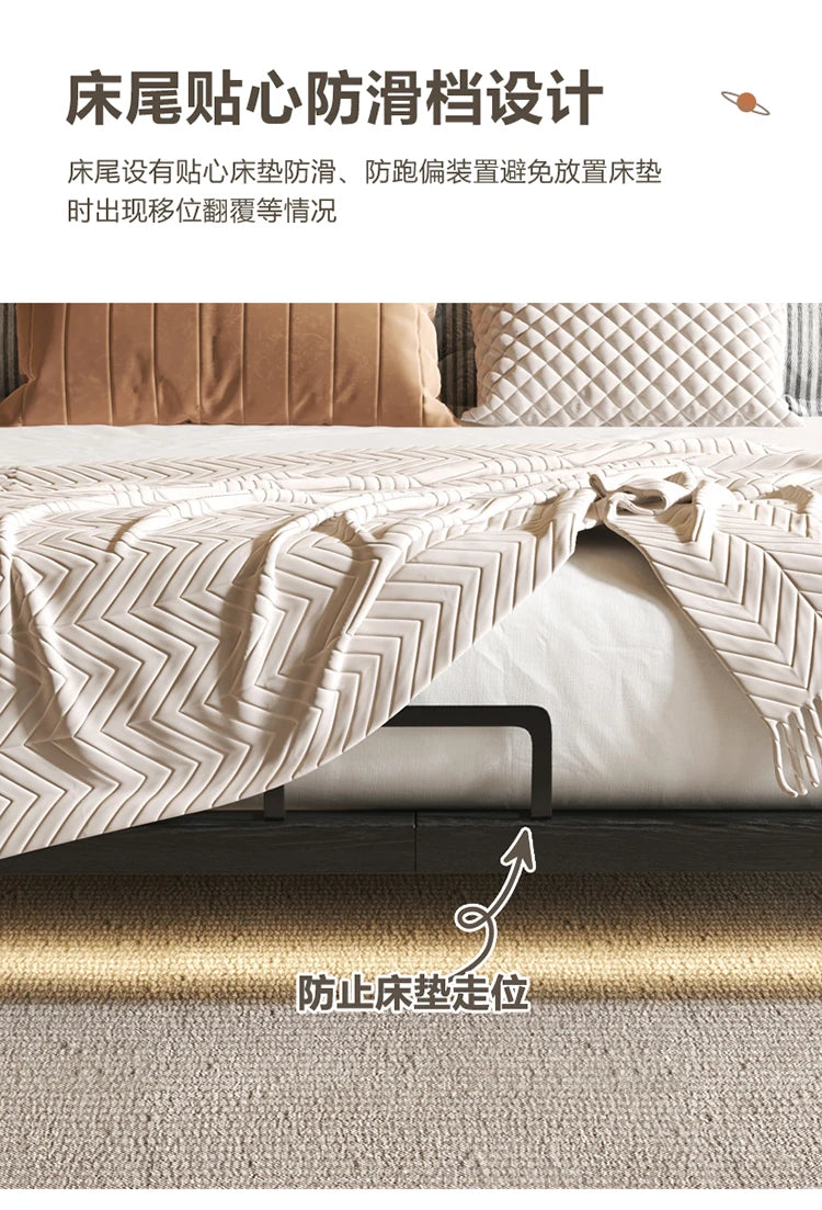 European Style Simple Bed Frame Double Storage Headboard Queen Bed Frame Full Size Nightstands Cama Moderno Lujo Home Furniture
