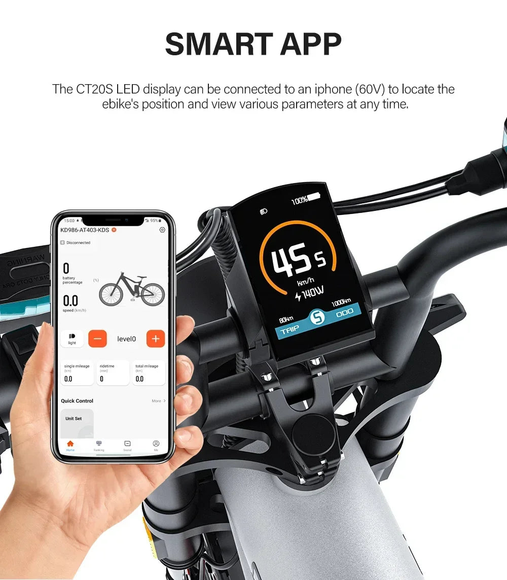 Coswheel CT20S Electric Bicycle 2000W motor 60V 27.5AH battery 90km/h E-bike 20 inch tire mountain off-road adult Electric bike