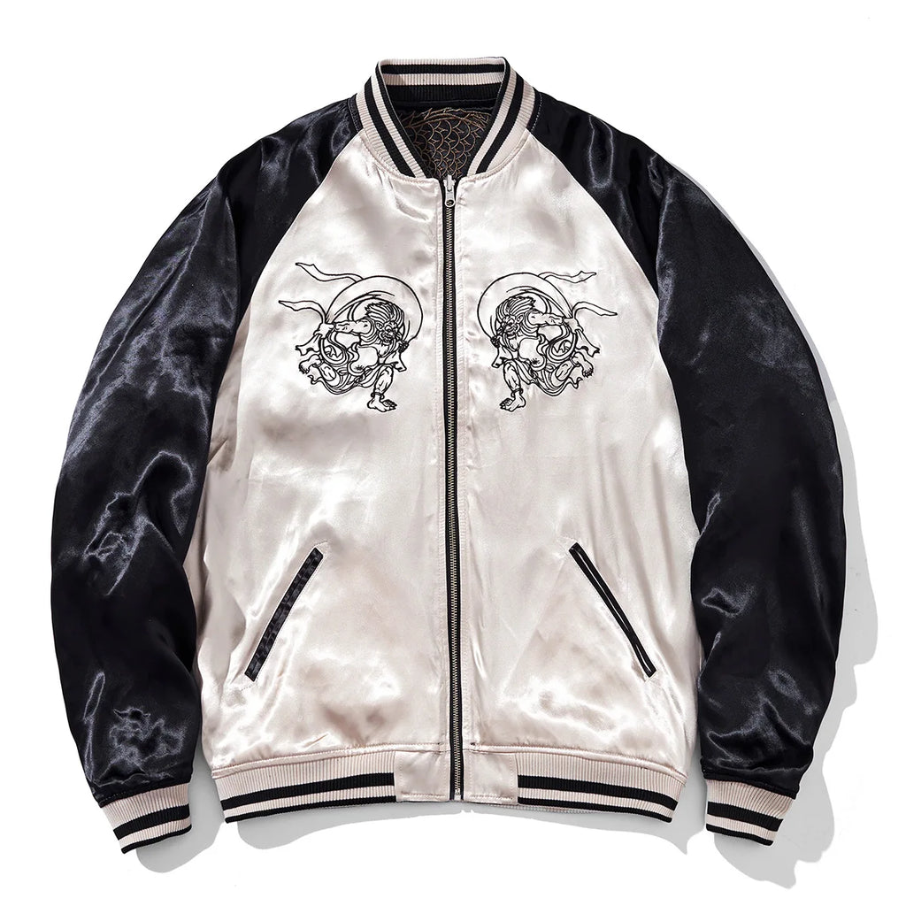 Mens Baseball Jackets Hip Hop Japanese Anime Demon Embrodiery Bomber Coats Streetwear Harajuku Motorcycle Jacket Clothing