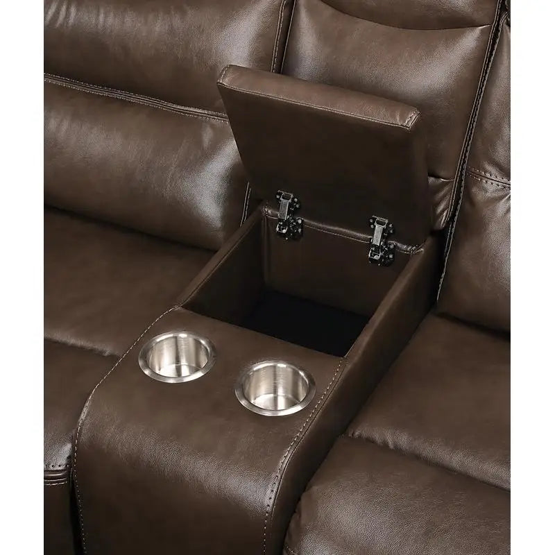 Brown Leather GEL Match Recliner Loveseat - Cozy 2-Seater Sofa for Living Room, Stylish and Comfortable Seating Solution