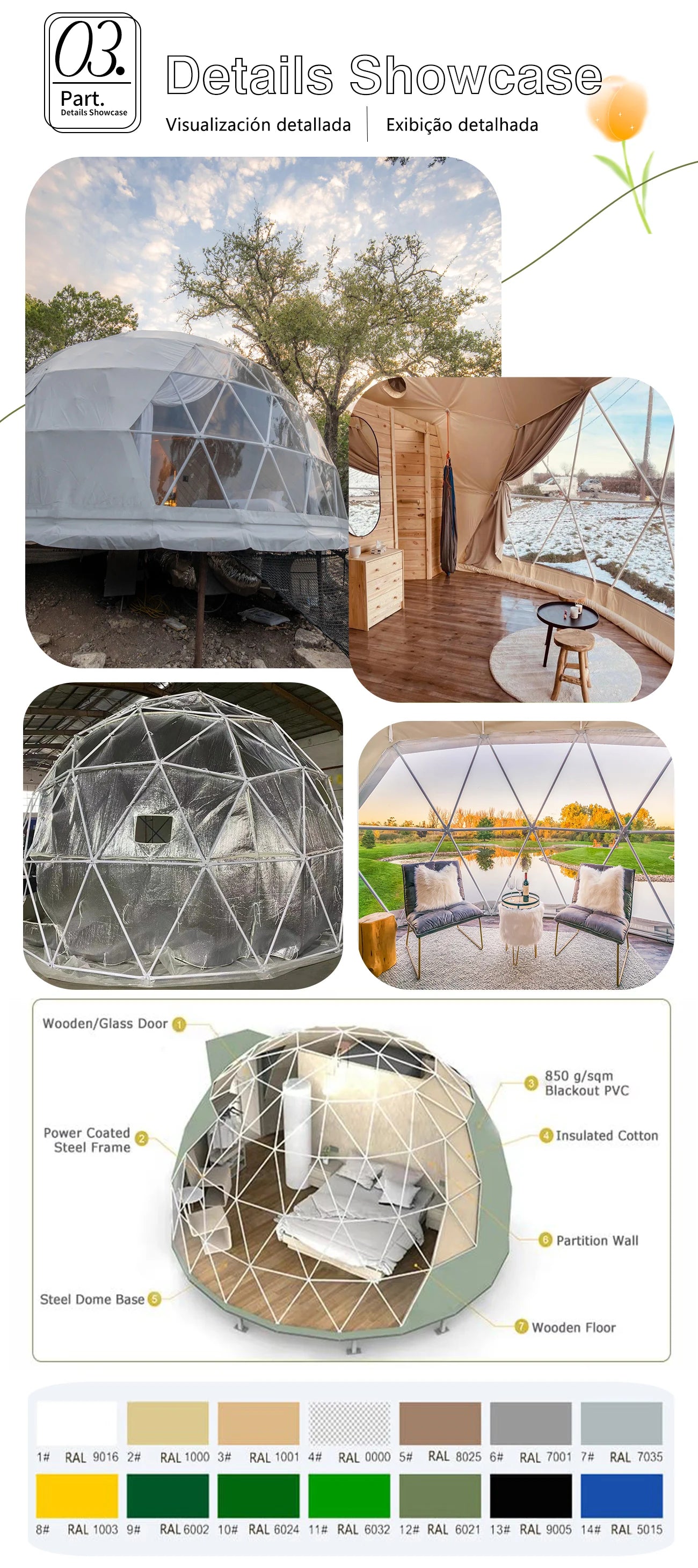 Luxury Glamping Round Outdoor Geodesic Dome Transparent Starry Sky Luxury Hotel Dome Leisure nd Resort Resort Vacation