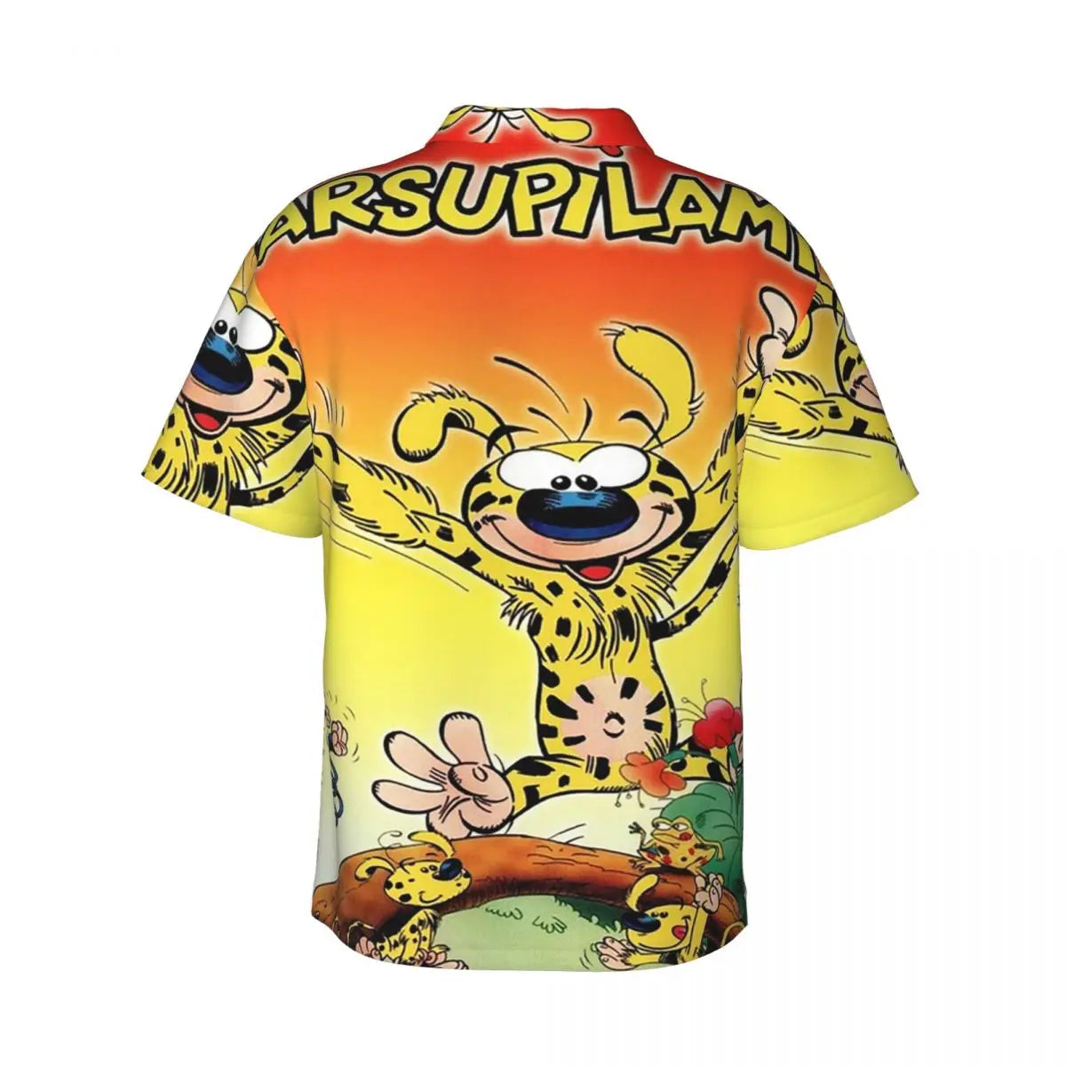 Art - Marsupilami Cartoon Anime Men's Shirts Hawaiian Short Sleeve Shirt Funny Button Tops for Summer Beach