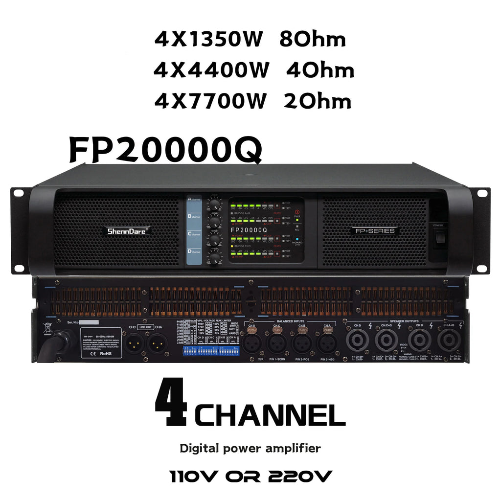 Original brand LOGO FP10000Q Professional Digital Power Amplifier 1x1350W 8OHM High Power Subwoofer Amplifier Line Array Speaker