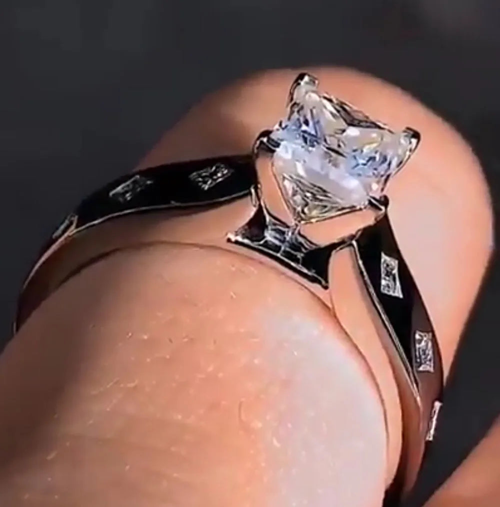 Custom Solid 18K White Gold Women Men Wedding Party Anniversary Engagement Ring 1 2 3 4 5 Ct Princess Moissanite Diamond Ring