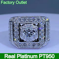 Custom Real Platinum PT950 Ring Men Engagement Anniversary Party Wedding Ring Round Moissanite Diamond Luxury 1 2 3 4 5 Carat