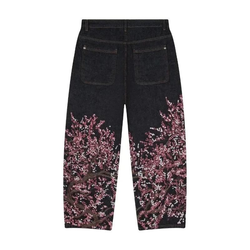 Y2K Harajuku Jeans new Dragon Embroidery high quality jeans 2000s Gothic Vintage Hip Hop streetwear denim fabric wide leg pants