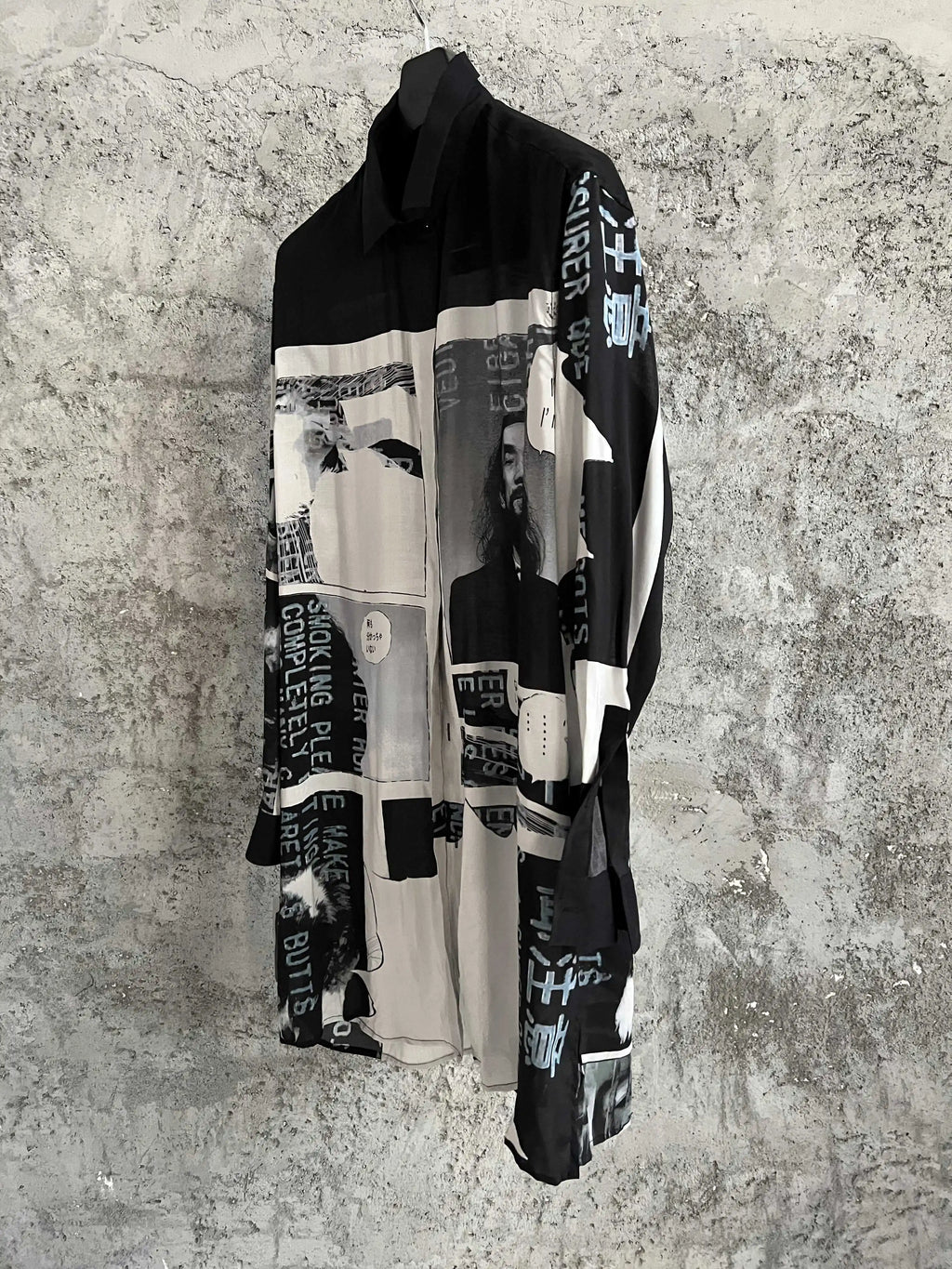 Pure cotton hand-painted cartoon printed long shirt for men on the streets of Hawaii