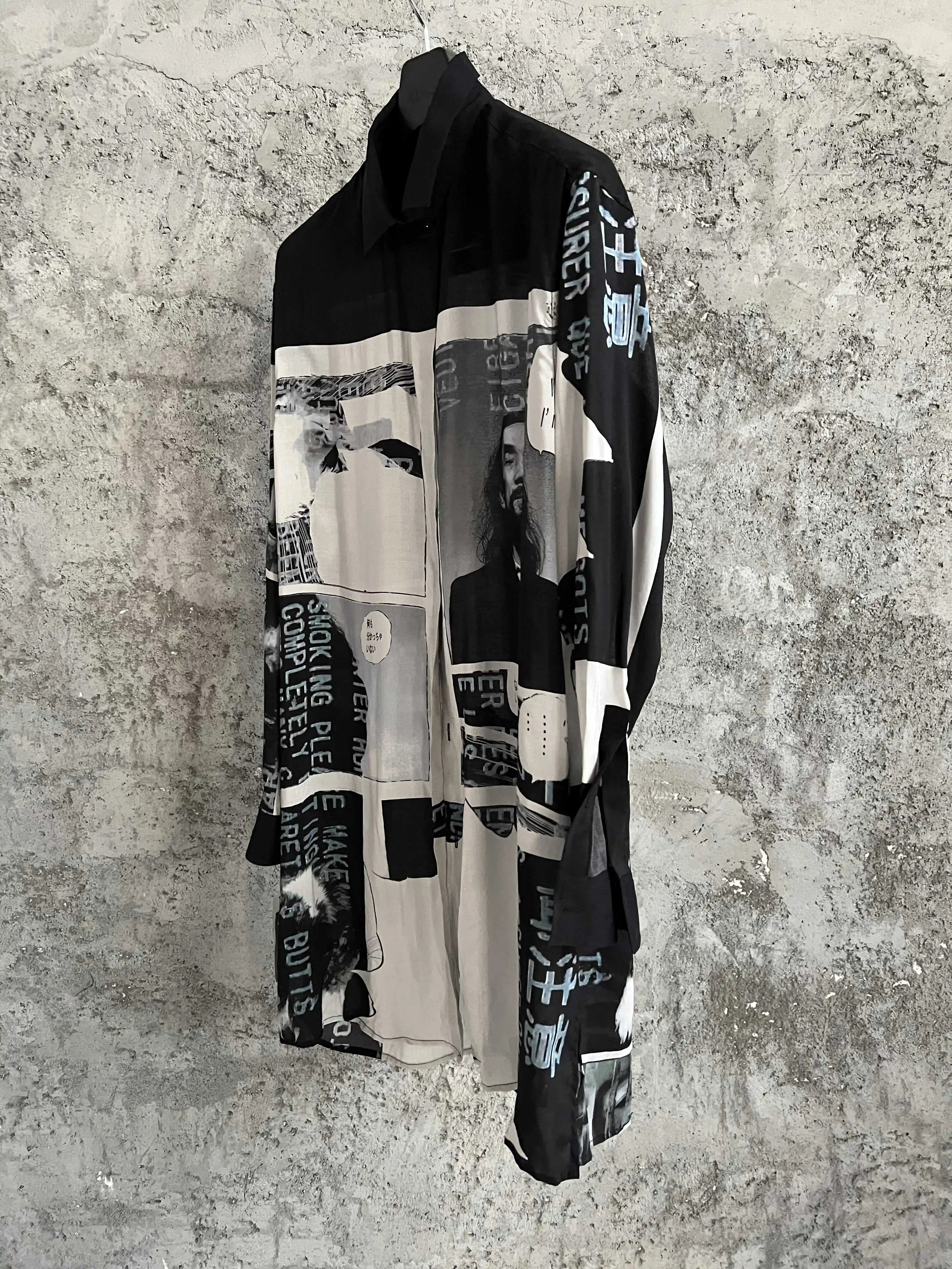 Pure cotton hand-painted cartoon printed long shirt for men on the streets of Hawaii