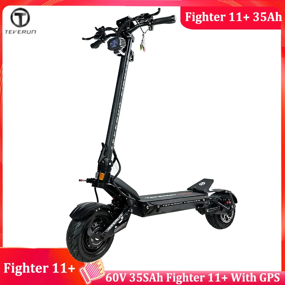 Original Teverun Fighter 11 Plus 35Ah 1600W*2 Motor New TFT 4inch Display With NFC Lock  GPS Find Locate Electric Scooter