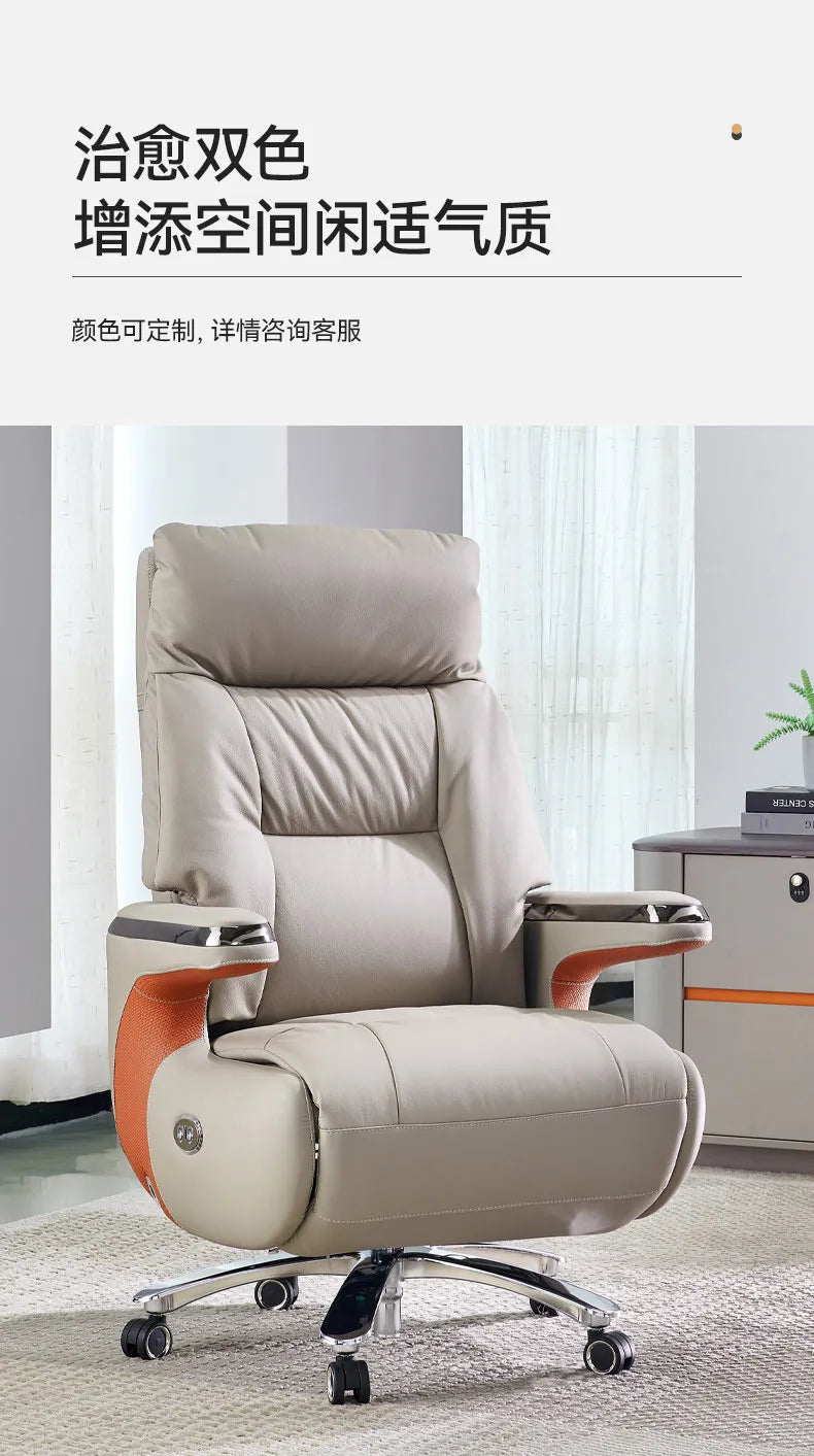 Luxury Electric Massage Executive Chair - Ergonomic Genuine Leather Gaming Office Desk Chair with Premium Design Furniture JT40
