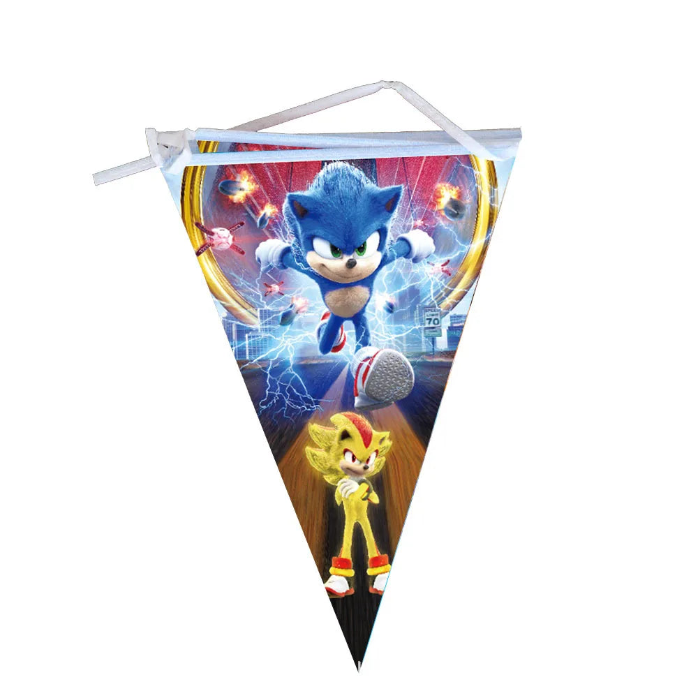 New Sonic Birthday Party Decoration Hedgehog Action Figure Party Paper Plate Knife Fork Paper Towel Cup Tablecloth Toy Kid Gifts