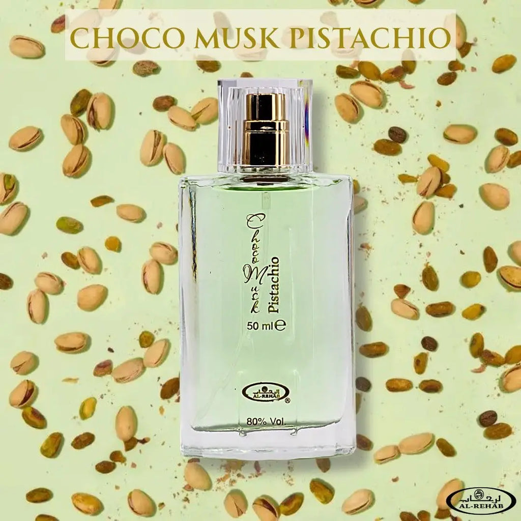 Al-Rehab Choco Musk Pistachio Eau de Parfum for Women & Men - 50ml (1.65 oz) | Nutty Gourmand Perfume with Pistachio