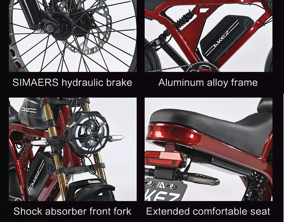 US Warehouse AKEZ 1500W 52V 55Ah Electric Bike, Aluminum Alloy Adult E-Bike, Wholesale Supply
