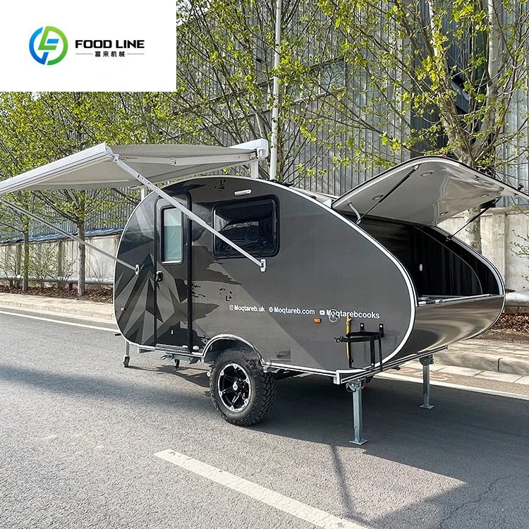Mini Rv caravan Small Teardrop  Camping Camper Van Travel Trailer with Bathroom for Sale