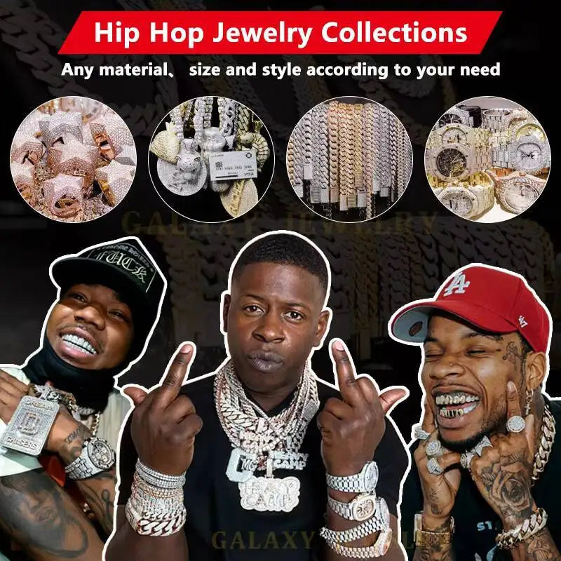 Fashion Jewelry Necklace GRA Certified Iced Out Hip Hop Rose Gold Plated Moissanite Cuban Link Chain