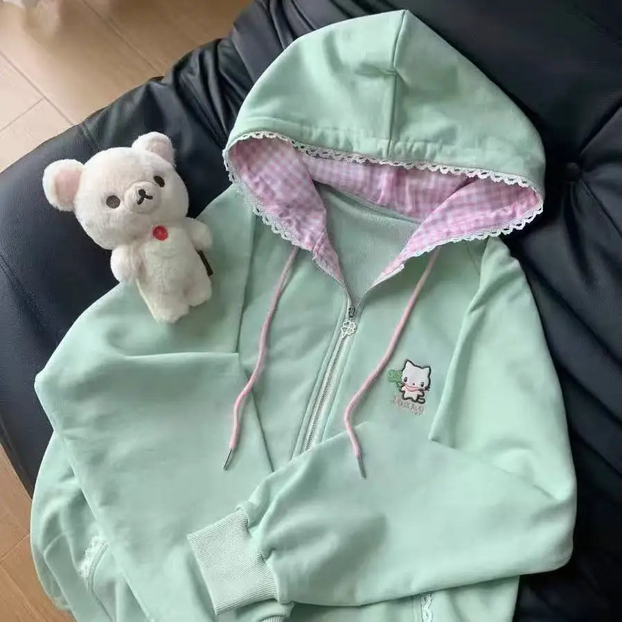 American Vintage Japanese Jacket Hooded Women 2026 Cotton Coats Outwear Design Subculture Gothic Sweatshirts Harajuku