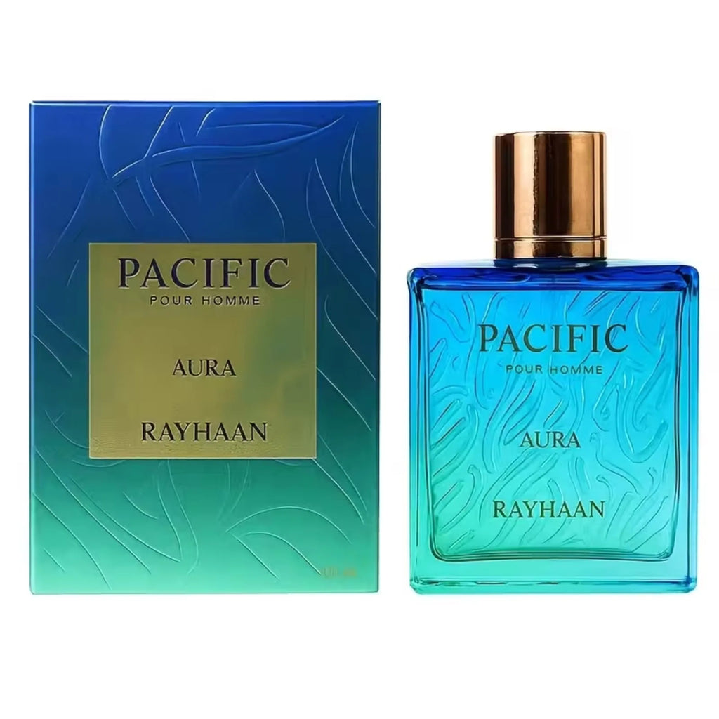 Rayhaan Pacific Aura - Citrus 3.4 Ounce, Aromatic, Mint, Amber, Fresh - Eau De Parfum Spray For Men | 100 Ml Liquid Volume