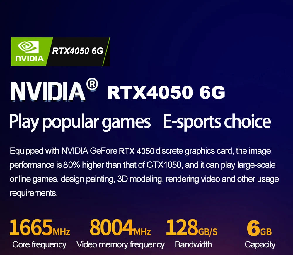 16.1 Inch Gaming Laptop RTX4050 6G Intel Core i9-13900HK Windows11 RAM Max 64GB DDR5 2*M.2 NVME 2TB SSD WiFi Office Notebook