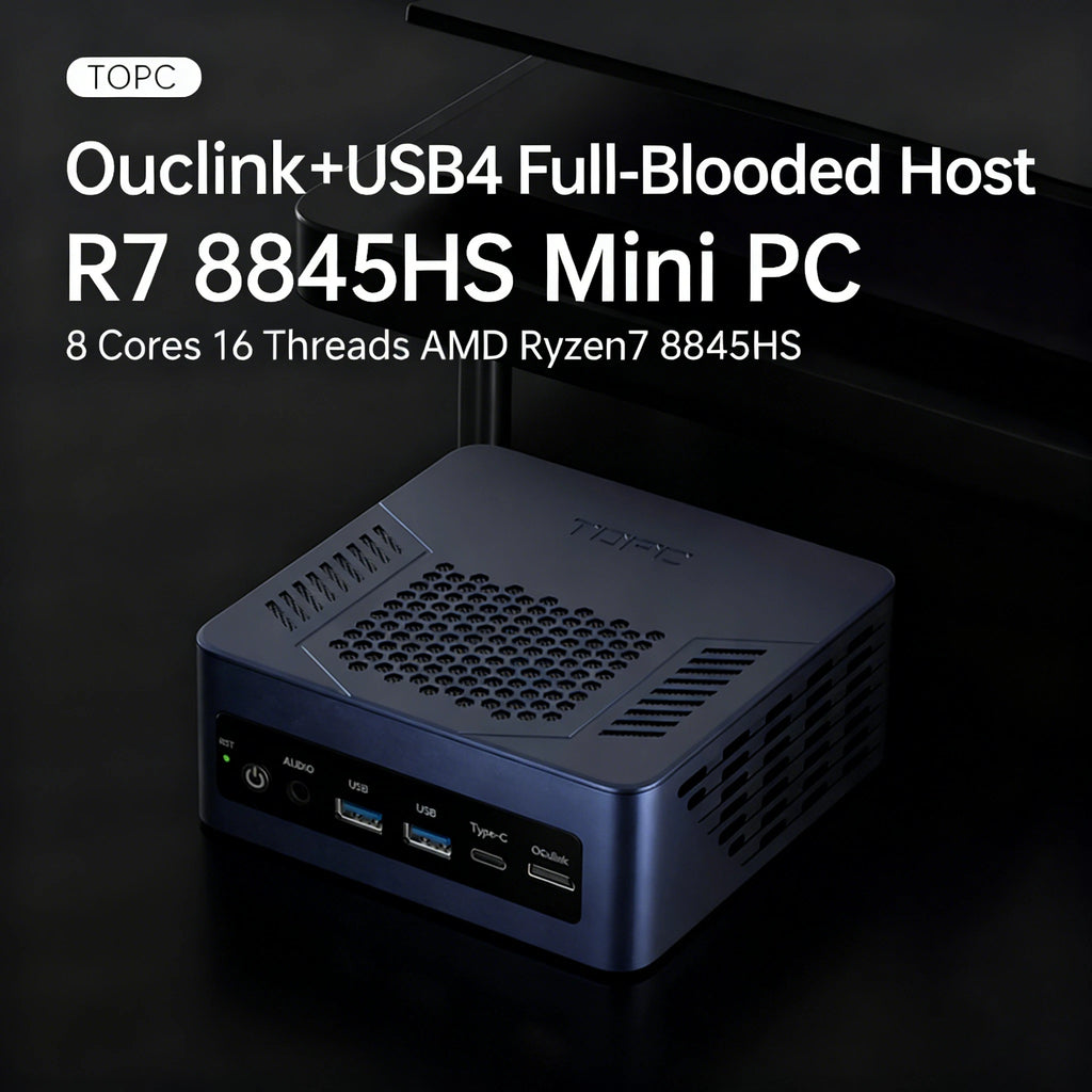 TOPC OCulink AMD R7 7840HS 8845HS Mini PC 8-core 16-thread DDR5 5600Mhz Pcie 3.0 SSD WIFI 6 BT5.3 Win11 Pro Desktop Gaming PC