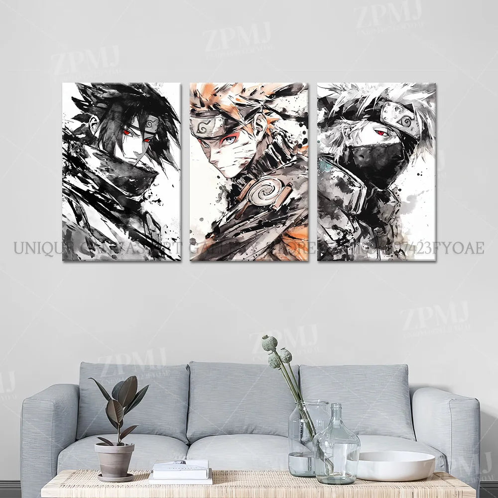 Hot Blooded Anime Naruto Home Decorative Canvas HD Prints Paintings Ink Style Pictures Uchiha Itachi Wall Art Frameless Poster