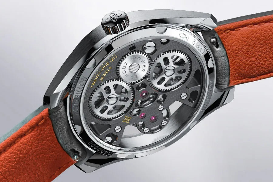 AGELOCER Free-sprung Balance Manta Tourbillon Watch Gold Watch Men's Luxury Skeleton Manual Mechanical Watch Gifts for Men