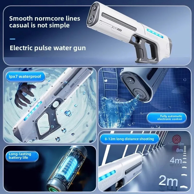 Children's Fully Automatic Water Storage Gun Large Capacity Electric Water Absorbing Toy Gun Summer Outdoor Water Toy Gift