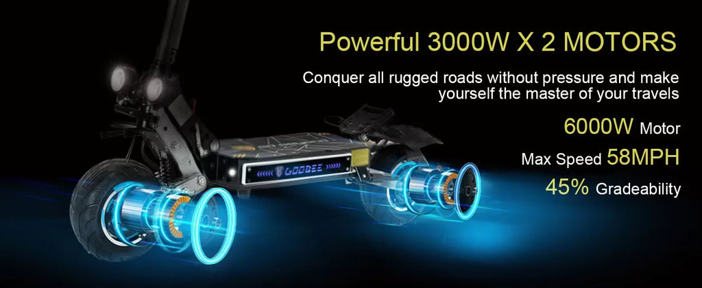 ZonDoo Pro 6000W 60V 38AH Dual Motor Electric Scooter Max Speed 95KM/H Max Mileage 90-110km 11 Inch Road Tyre Electric Scooter