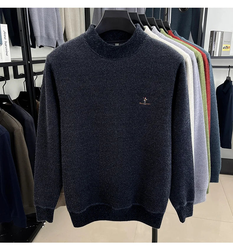 High end brand men's round neck sweater letters cartoon embroidery comfort casual knitted pullover fashion luxurious golf top