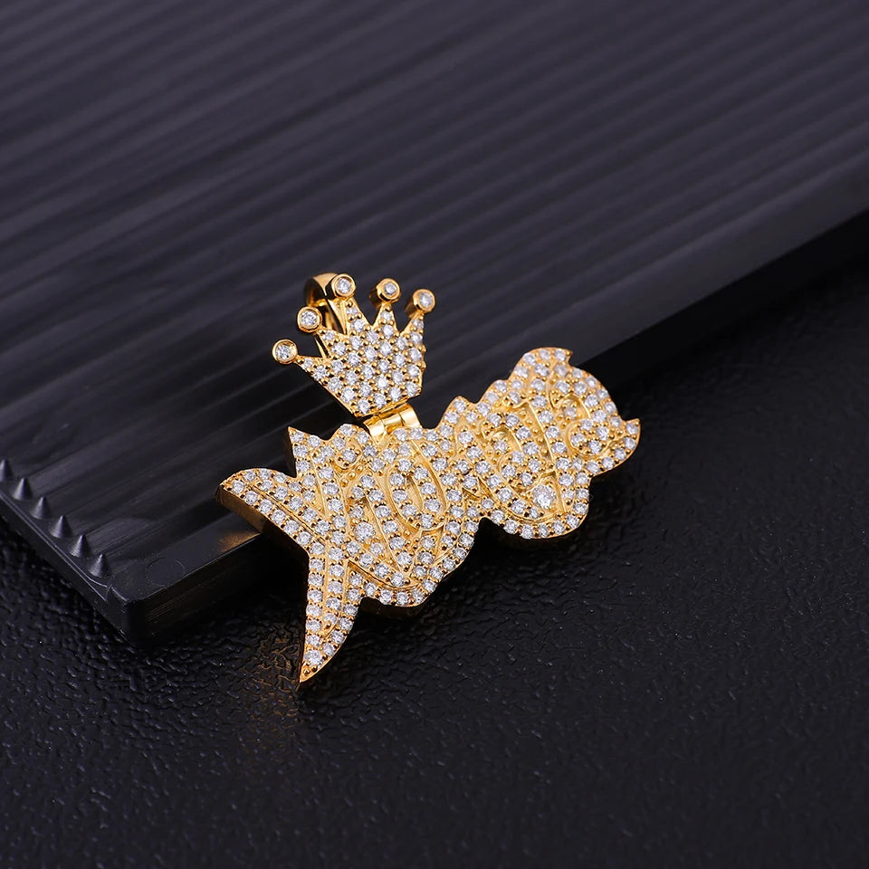 Provence jewelry 925 silver letter pendants iced out lab diamond hip hop pendant for men jewelry rock party custom birthday gift