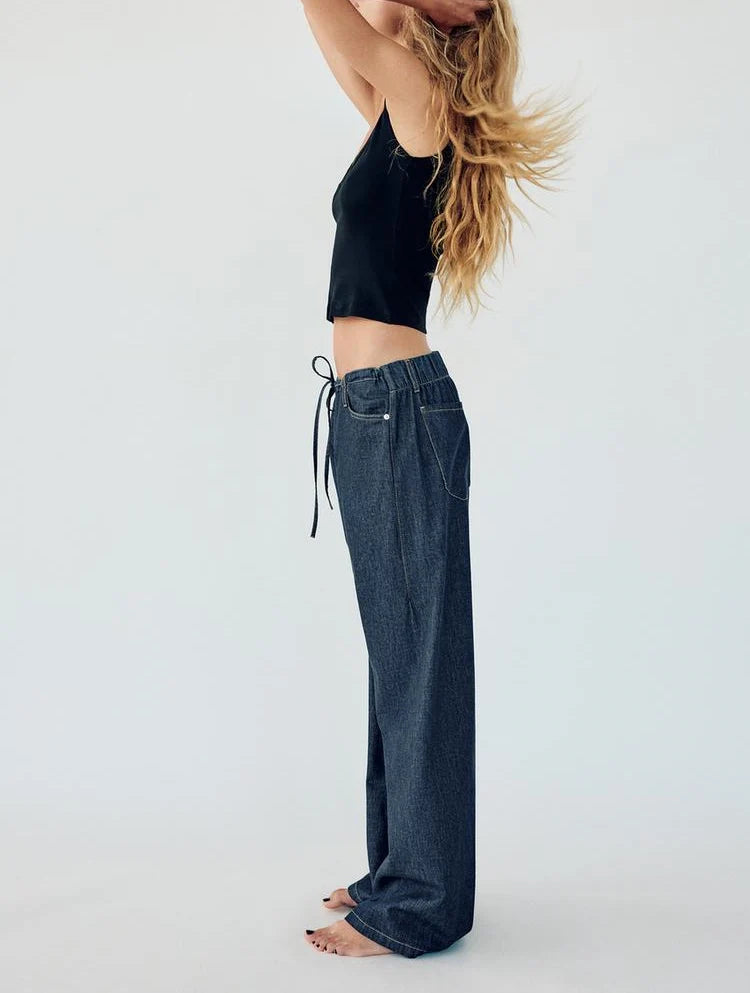 Spring New Women's Comfortable Slimming Straight Jeans High Waist Pants Durable Long Trousers Faionable Ladies Denim