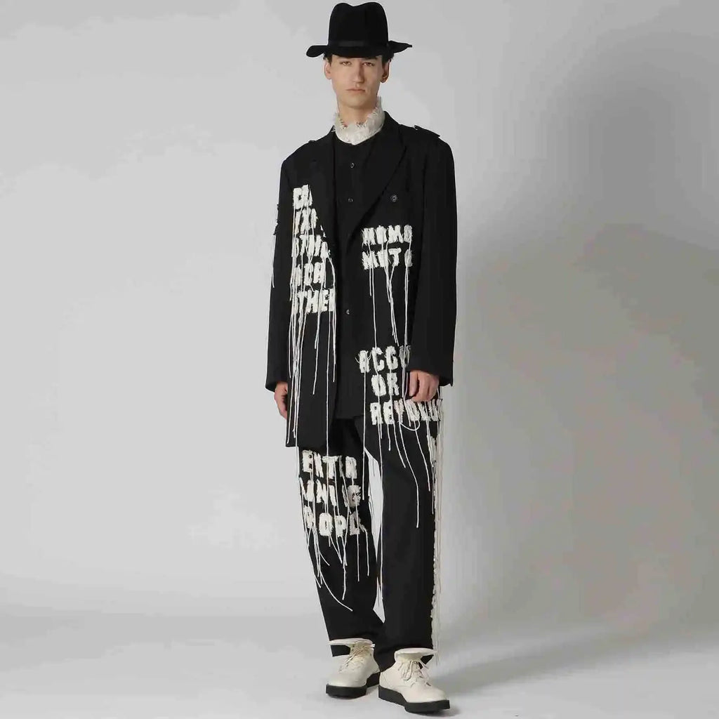 YOJI OOAK Japanese original patchwork letter tassel design sense suit jacket embroidered suit jacket for men