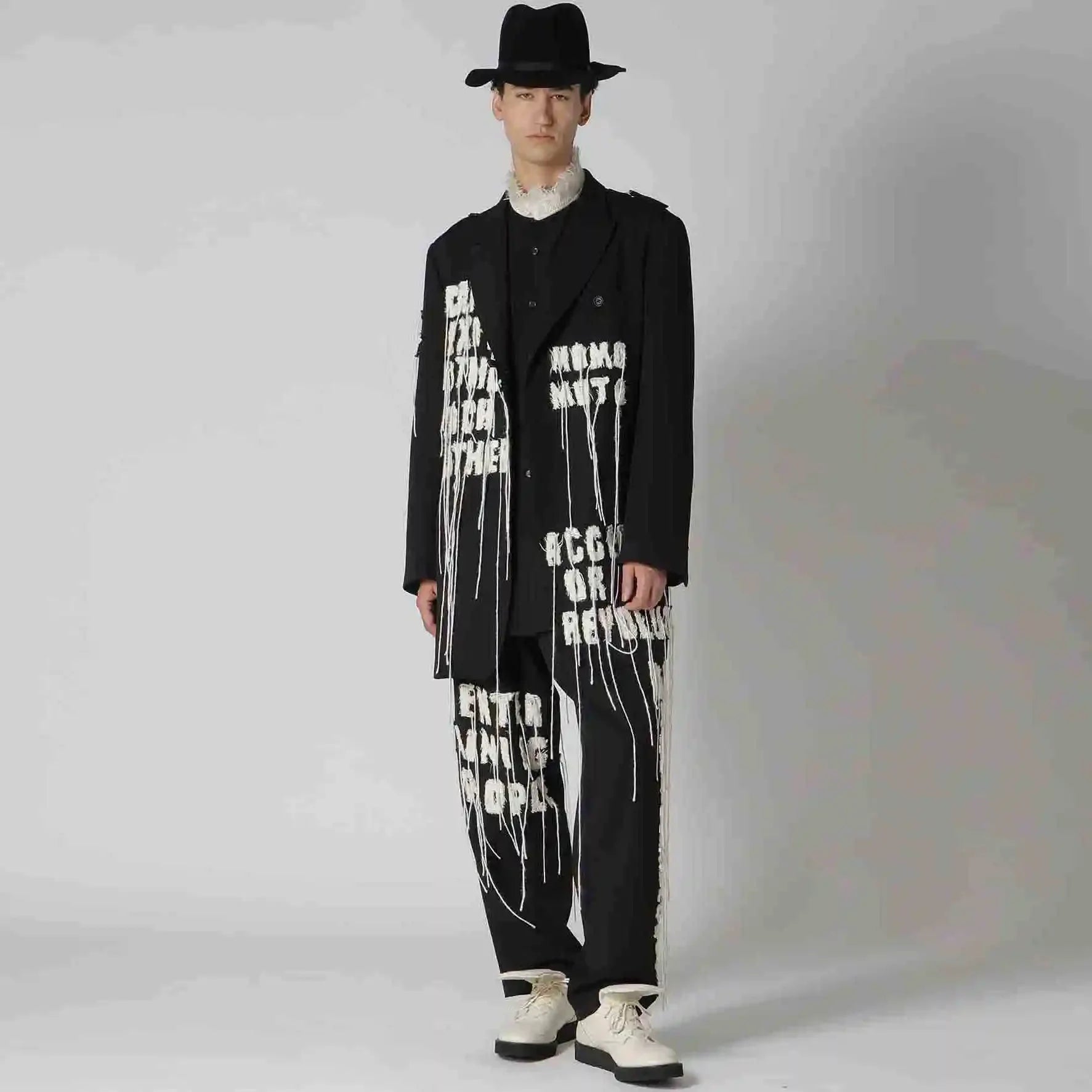 YOJI OOAK Japanese original patchwork letter tassel design sense suit jacket embroidered suit jacket for men