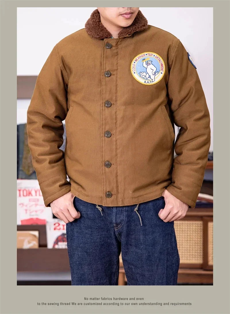 N-1 Red Tornado Naval Deck Jacket Jungle Cloth Shell Alpaca Lined Coat Men Vintage Workwear 2026ss design