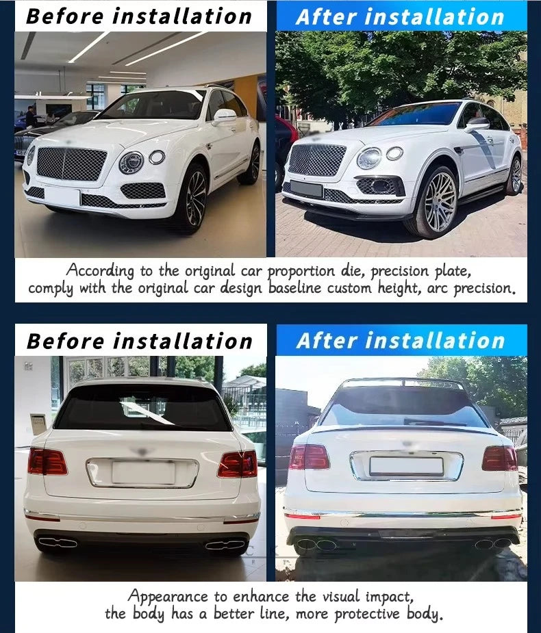 2016-2018 Carbon Fiber forBentley Bentayga V8 Upgrade W12 Style Body Kit Front Lip Rear Lip Spoiler Side Exhaust Pipe Kit