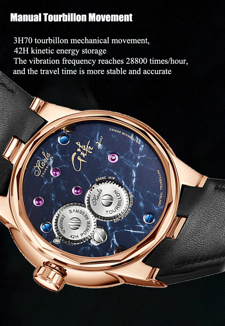 Haofa Center Tourbillon Watch 3D Chinese zodiac Animal Sculpture Manual Tourbillon Sapphire Waterproof Limited Watches Men 2000