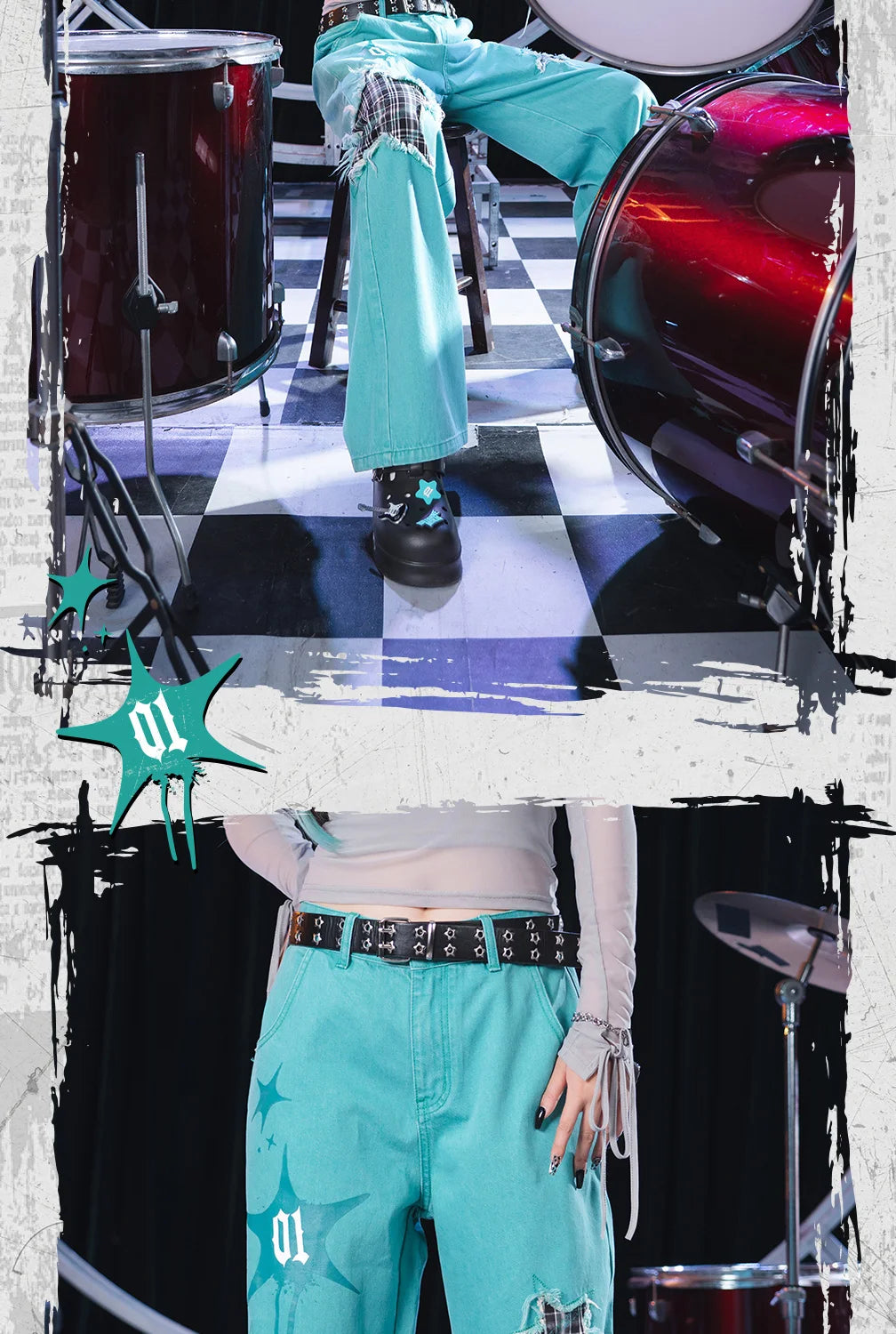 Moeyu Hatsune Miku Women Denim Trousers Jeans Pants Vocaloid Cosplay Casual Costume Woman Clothing Girl Punk Pant Streetwear
